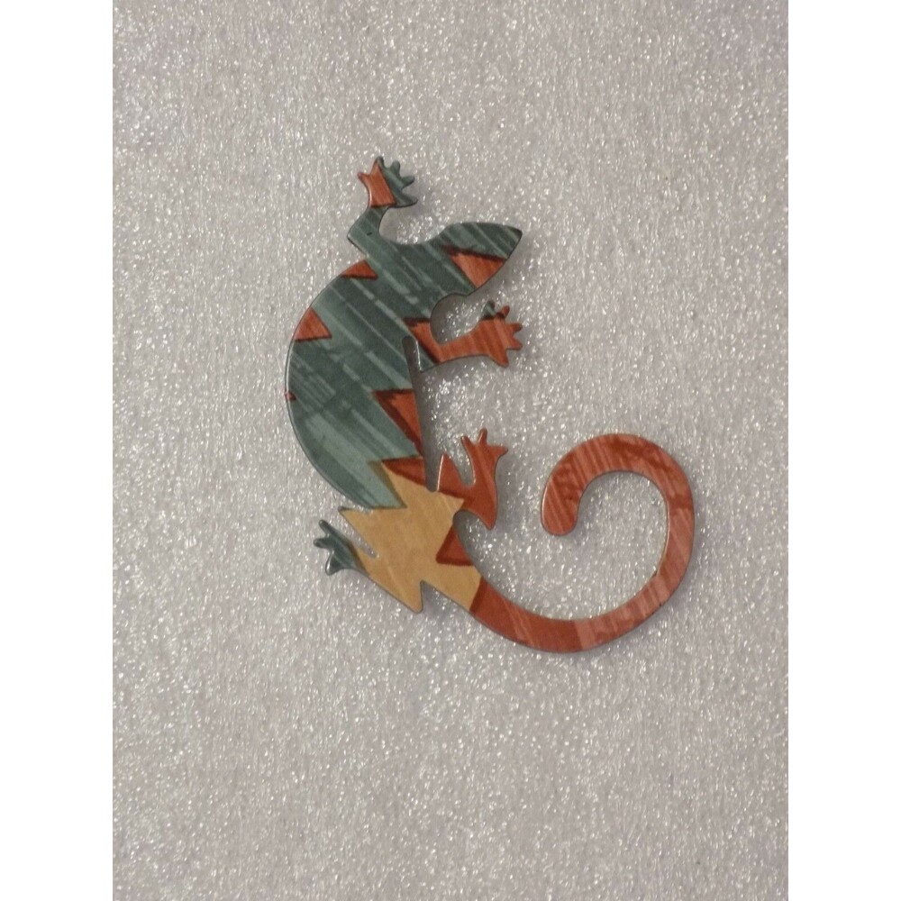 Hand-Painted Metal Native American Gecko Lizard Fridge Magnet